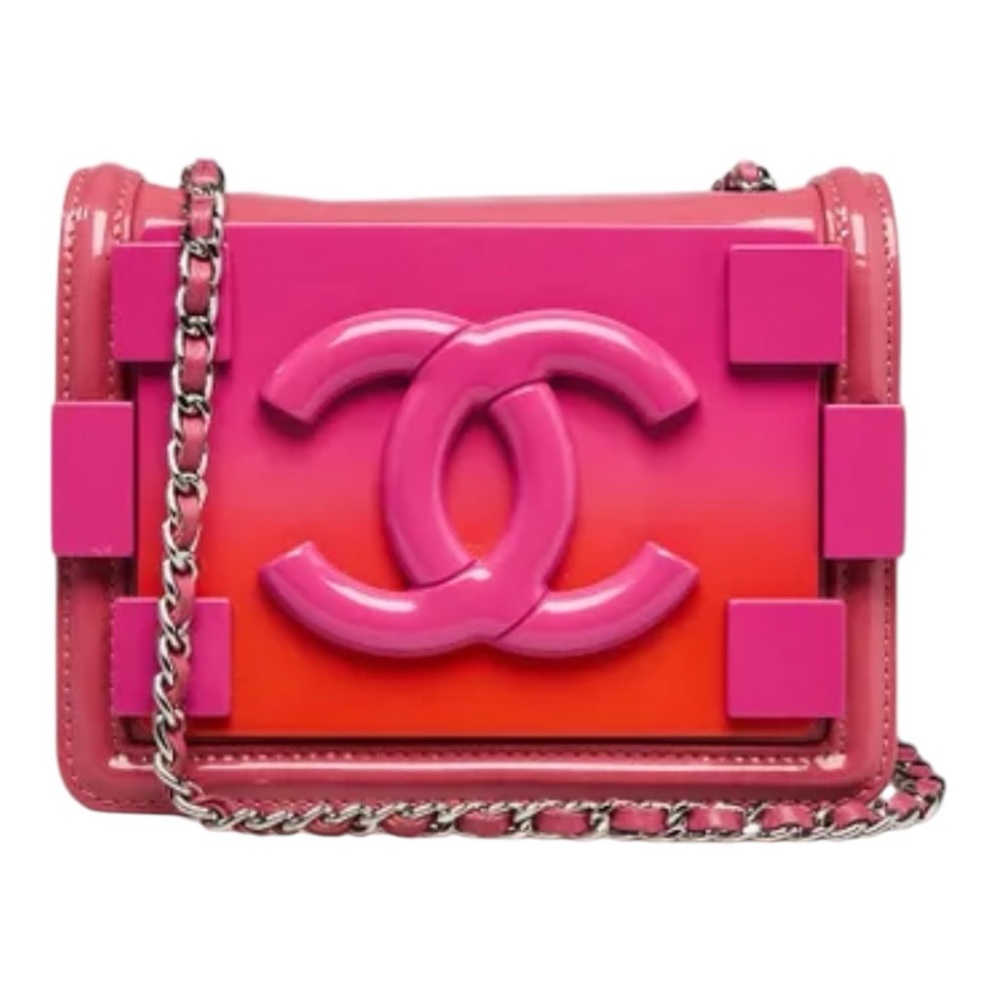 Limited Edition Chanel Pink Ombre Plexi and Leather Boy Brick Mini Bag